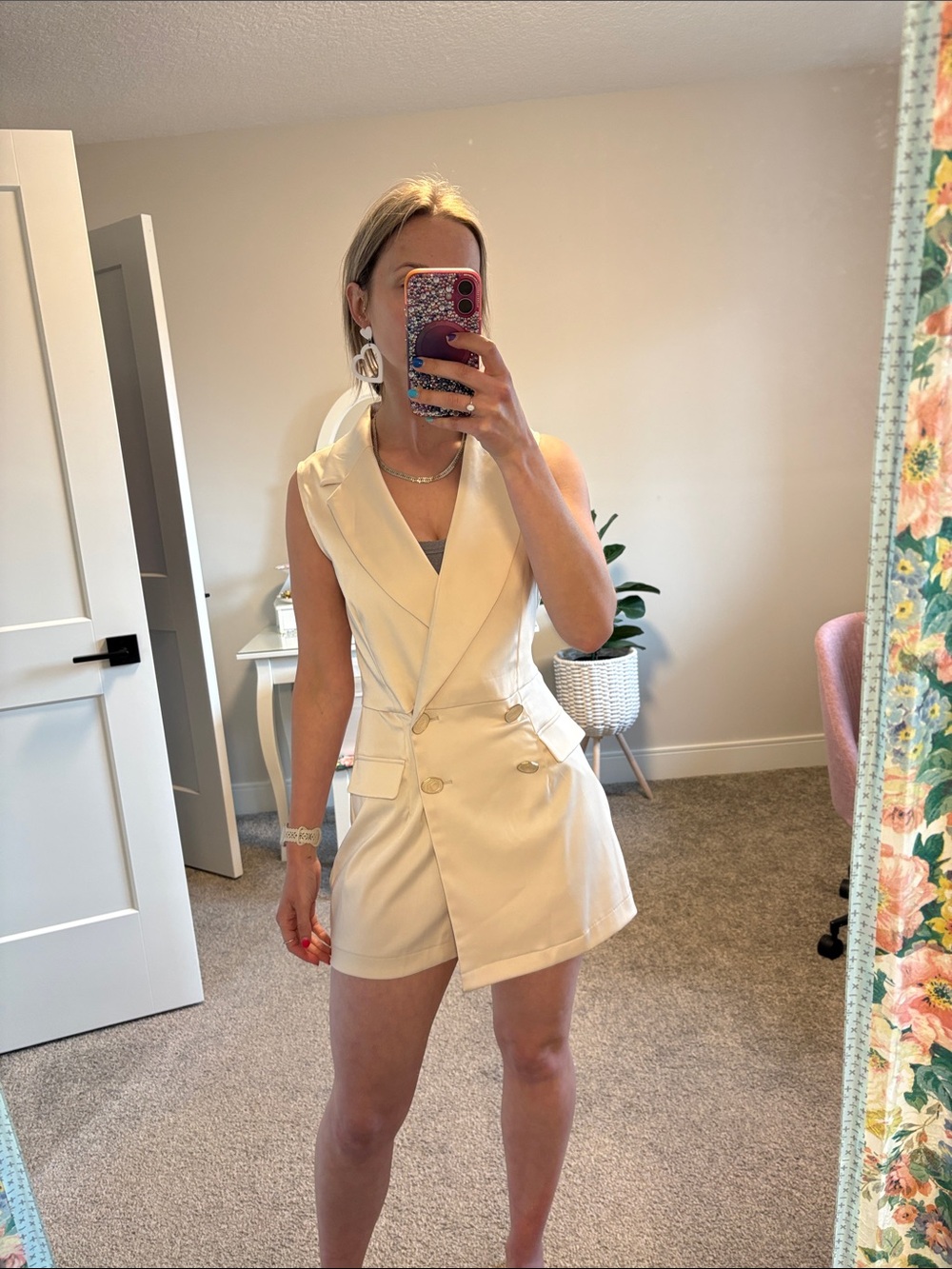 Sleeveless Double-Breasted Blazer Romper